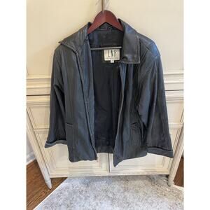 Women's Vintage La Nouvelle Renissance, Black Soft Leather‎ Coat Medium